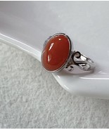 Natural Myanmar Icy Red Jadeite Jade Ring Classic Sliver Holder  - $158.00