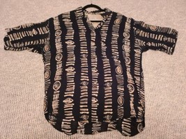 YASHI YAMAMURI Marucci Made In Italy Short Sleeve Rayon L Shirt VTG Geom... - $27.80