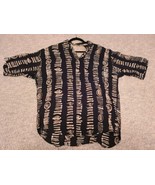 YASHI YAMAMURI Marucci Made In Italy Short Sleeve Rayon L Shirt VTG Geom... - £21.86 GBP