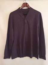 Banana Republic Mens Sweater Large Cotton V Neck Pullover Heathered Plum Purple - £15.85 GBP