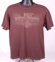 HARLEY DAVIDSON Motorcycles Shirt-L-Brown w White Stitching-105th-2008-B... - $26.99