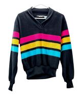 Vintage Favorites Fleece Pullover Womens M Used 80s Striped Shawl Collar - $461.17 MXN