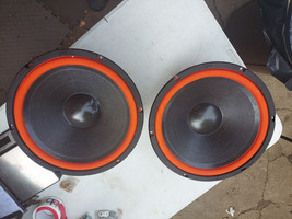 22OO15 Pair Of Woofers, 15&quot;, Sound Great, Slight Blemish To Inner Cone On One - £29.83 GBP