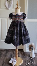 Brown Gray Smocked Embroidered Corduroy Baby Girl Dress. Special Occasio... - $38.99