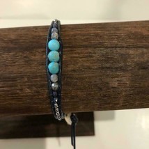 Chan Luu Turquoise Mix Single Wrap Bracelet On Natural Blue Dark Leather, Nwt - £47.94 GBP