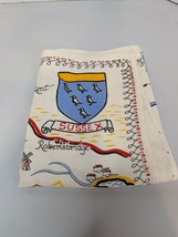 Vintage Fast Colours Tea Towel Sussex Landmarks England Pure Irish Linen - £8.84 GBP