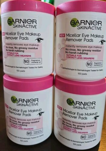 4 Pc Garnier Skin Active Micellar Eye Makeup Remover Pads 100 pads (K54) - $27.32