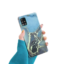 Anymob Samsung Blue And Black Marble Phone Case Silicone Shockproof Cover - £23.01 GBP