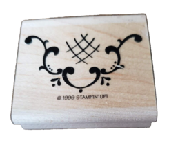 Stampin&#39; Up! Flourish Design With Checker Board Wood Mounted Rubber Stamp - £4.72 GBP