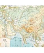 1920 Map Asia Arabia British India Russia Sinkiang Persia Physical Vinta... - $41.13 CAD