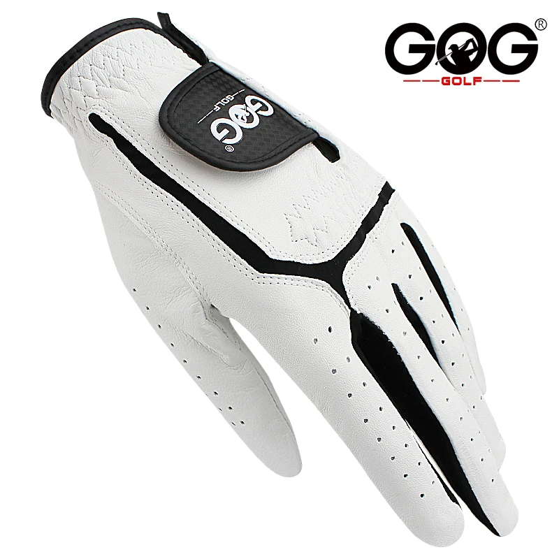 Nuine leather professional golf gloves for men white and black lycra gloves palm a gift thumb200