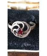 Antique Vintage 1911 Birmingham Hallmarks Silver Ruby Ring Size UK O US 7 - £78.18 GBP