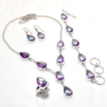 Purple Mystic Topaz Pear Shape Gemstone Handmade Necklace Jewelry Set SA 870 - £10.44 GBP