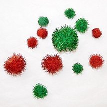 Crafters Square Holiday Craft Tinsel Sparkle Pom-Poms 80ct Pack - £5.36 GBP