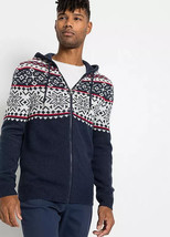 JOHN BANER Fairisle Hooded Knit Cardigan Size XL - Chest 46&quot; (fm49-12) - £38.65 GBP