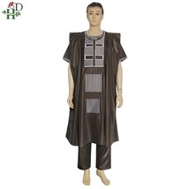H&amp;D 2022  Boubou Men Agbada 3 pieces Set Dashiki Mens Shirt Pants Suit Embroider - £156.38 GBP