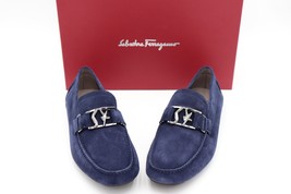 NIB Salvatore Ferragamo Peter SF Logo Blue Suede Drivers Loafers 8.5 41.5 E - £316.72 GBP