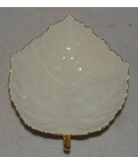 Vintage Lenox Ivory Leaf Trinket Candy Dish Gold Trim Made in Japan - £18.66 GBP