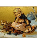Antique Victorian Trade Card 1890s Girl w/Basket 4 x 2.75 Ephemera - $35.74