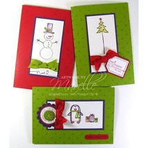 STAMPIN&#39; UP! &quot;Punch Pal&quot; Set of 12 Wood Mounted Stamps Holiday, Snowman, Penguin - £41.35 GBP