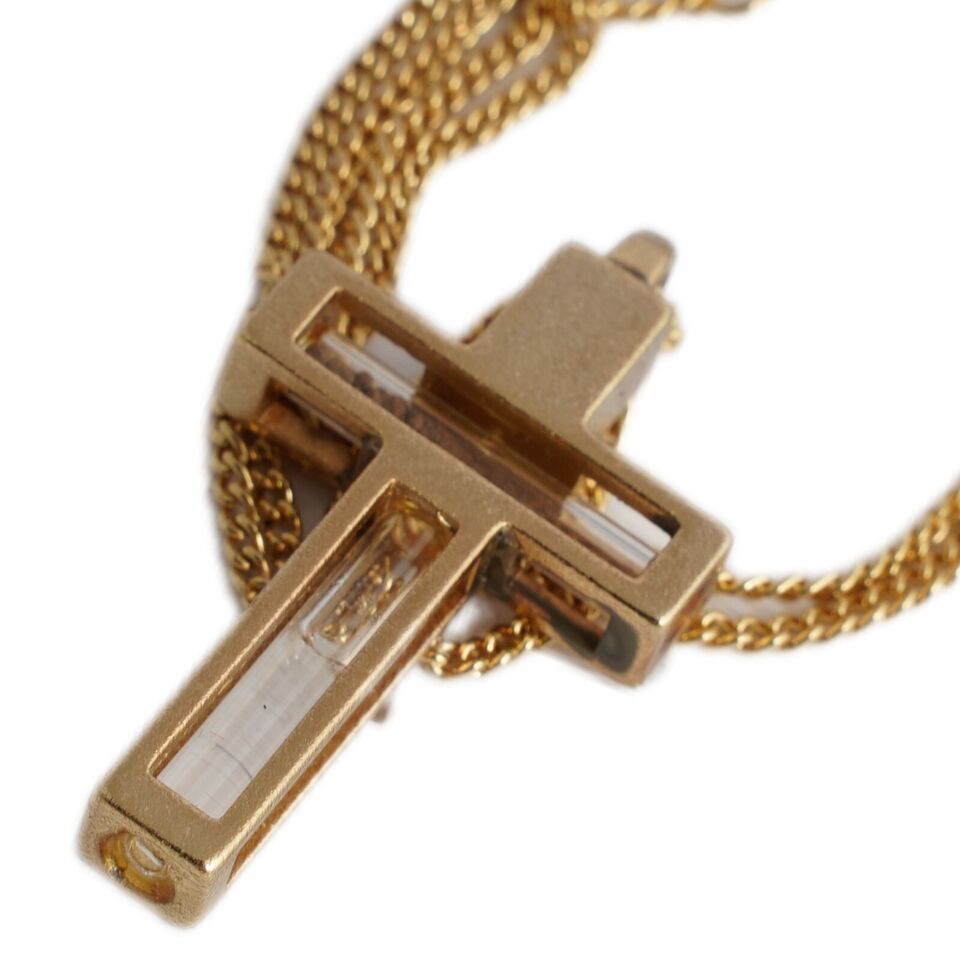 Brustmetall vergoldet 18K Kreuz Anhänger mit Weihwasser &amp; Boden 34 cm/13... - $36.01