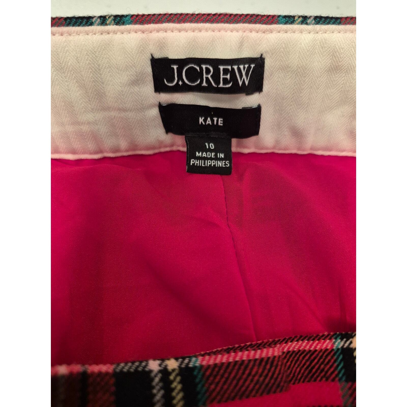 VTG J. Crew Kate, Sz. 10 Red Plaid Wool Blend Straight leg Pants 32" Inseam Item image 4