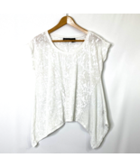 DKNY Cap Sleeved Draped Fine Knit Top Womens size Medium White Handkerch... - £17.82 GBP