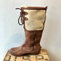 8.5 - Ugg Brown Leather Sheepskin Knee High Belcloud 14&quot; Duck Boots 1130TS - $85.00