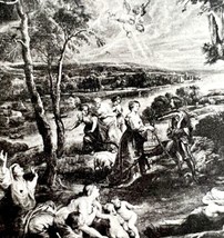 Rubens Saint George Returns Print 1939 Gray Tone Plate Religious Art DWX2B - $10.75