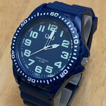 Q&amp;Q Men 100m Blue Plastic Ultra Light Fixed Bezel Analog Quartz Watch~New Batter - £13.03 GBP