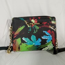 Steve Madden Cross Body Purse Satchel Women&#39;s Floral Hawaiian Gold Tone Chain - £16.06 GBP