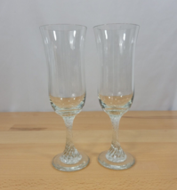 Pair Champagne Flutes 5oz Elegant Swirl Stem Glasses Beautiful Toasting Stemware - £11.79 GBP