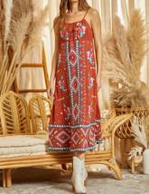 Embroidered Midi Dress With Tie Front Details - $48.00