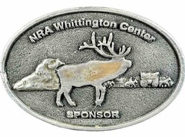 Bull Elk Nra Wittington Center Sponsor Belt Buckle Estate Western Cowboy Vintage - £12.11 GBP