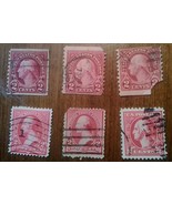 Mixed Lot of 6 Red George Washington 2 Cent Stamps,  Postage, Used, See ... - $1.98