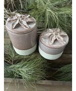 Hobby Lobby “Leaves of Clay” Canisters Set of 2 with Lids - $15.00