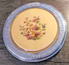 Vintage Farberware Leigh Potters Inc. U.S.A. Pink Floral Hot Plate Chrom... - £14.05 GBP