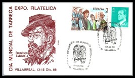 1986 SPAIN Cover - Dia Mundial De Tarrega, EXPO Filatelica, Villareal T13 - $2.96