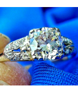 Earth mined Diamond Deco Engagement Ring Solid 14k White Gold Vintage So... - $9,056.98 CAD