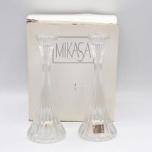 Set of 2 Mikasa Crystal Taper Candle Holders 8" tall Park Lane w/ Box T9997/339 - $94.79
