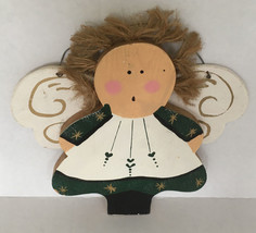 Vintage hand painted wood angel wall hanging country folk art shabby chi... - £15.75 GBP