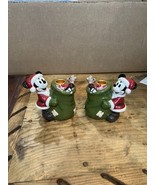 Vintage Disney Mickey Mouse in Santa Suit Cap 3&quot; High Candle Holder Set ... - $555.84 MXN