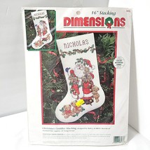 Vtg Santa Bears Stocking Cross Stitch Kit Christmas Cuddles Dimensions Sealed - £31.61 GBP