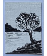 ACEO Original Art Willow Tree by the Water Acrylic Painting - €4,29 EUR