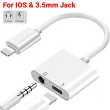 2 in 1 Dual Adapter 3.5mm Headphone &amp; Charger For iPhone 8 PLUS X XS XR 11 12 13 - £6.72 GBP