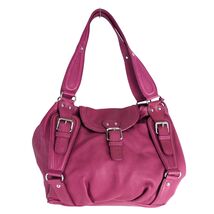 Michael Kors Lillie Berry Pebbled Leather Shoulder Hobo Bag MK Key Charm... - $55.00