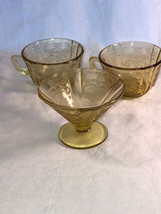 Amber Madrid Sherbet And 2 Cups Depression Glass Mint - $14.00