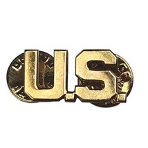 US Made Gold U.S. Letters Lapel Pin Insignia Collar Device Military 1/20 10k G.F - $9.49