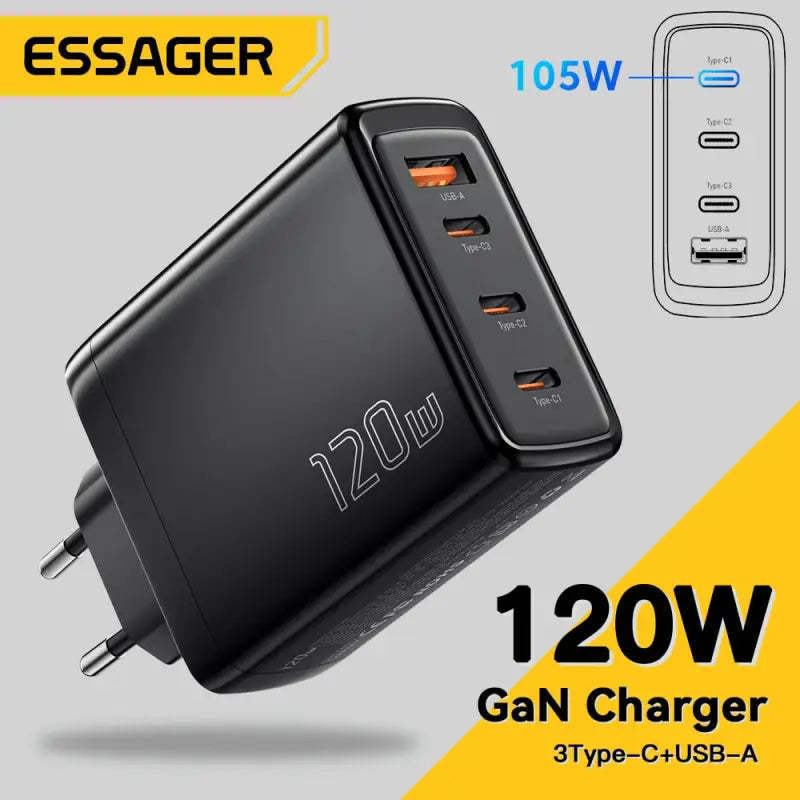 Primary image for Essager 120W 4-Port GaN USB A / Type-C Fast Charging Socket - Power Delivery PD 