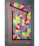 Unfinished Quilt Top Tablecloth Cotton Fabric Crazy Origami Stained Glas... - $80.70